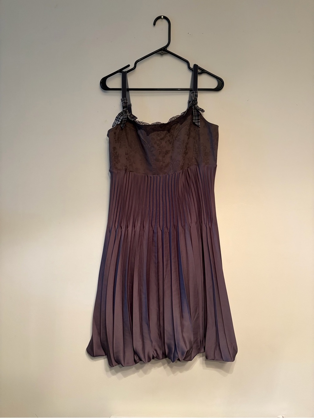 NWT Pleated Spaghetti Strap Taupe Dress